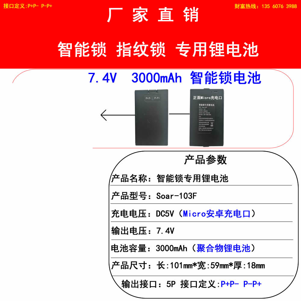 3000mAh-103F(P+P- P-P+)